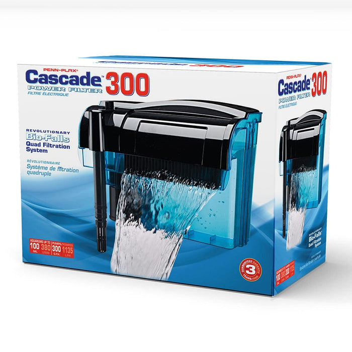 Penn Plax Cascade 300 Hang On Filter 300 Gallon per Hour Up to 100 Gallons - Power Filter