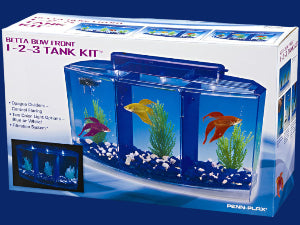Water World(TM) Betta Bow Front 1-2-3 Tank Kit - Penn Plax Deluxe Triple Betta Bow Aquarium Tank