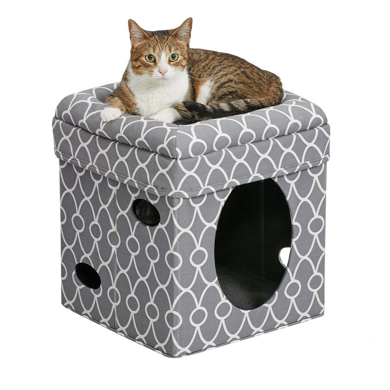 Cubo para gatos Midwest Curious Cat gris de 15,13" x 15,13" x 16,50"