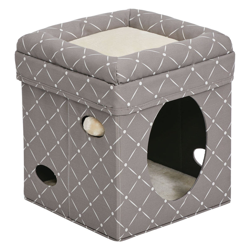 Cubo de hongo con forma de gato curioso del Medio Oeste, 15,13" x 15,13" x 16,50"