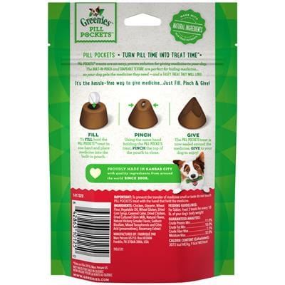 Greenies Pill Pockets Dog Treats Hickory Smoke Tablet 30 Count 3.2 Oz