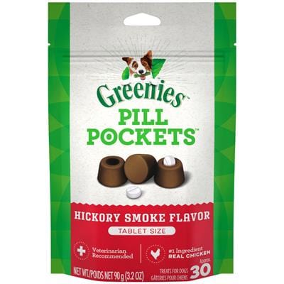 Greenies Pill Pockets Dog Treats Hickory Smoke Tablet 30 Count 3.2 Oz