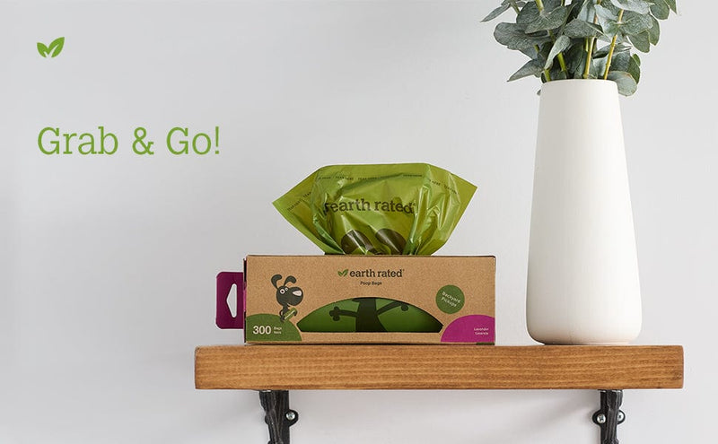 Earth Rated Dog Poop Bags, 300 count, Thick Grab and Go Single Roll, Lavender Scented