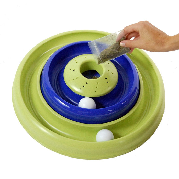 Juguete para gatos Bergan Turbo Catnip Hurrican azul/verde, 40,6 x 40,6 x 9,5 cm