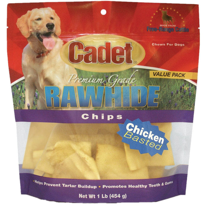 Chips de cuero crudo bañados en pollo, 1 libra