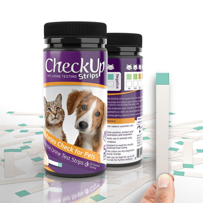 Tiras de prueba de orina para perros y gatos Coastline Global CheckUp para la detección de diabetes, 50 unidades, 4" x 1,5" x 1,5"