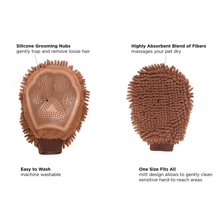 Guante de aseo para perros sucios de DGS Pet Products, color marrón, 10" x 7" x 1"