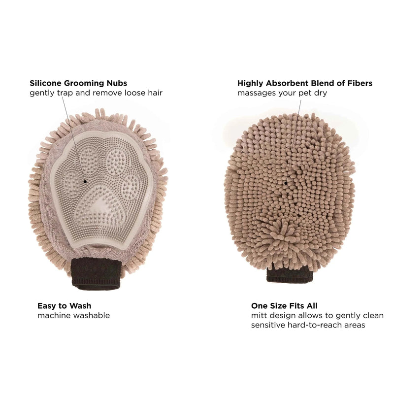 DGS Pet Products Dirty Dog Grooming Mitt Grey 10" x 7" x 1"