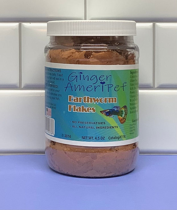 Aquarium Fish food - Earthworm Flakes - 4.5 oz