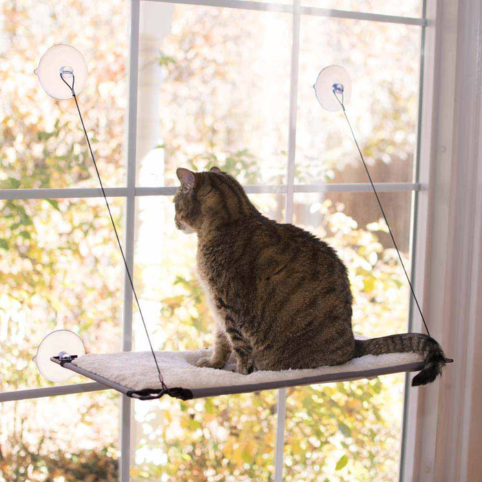 Percha para gatos con ventana de K&H Pet Products, color natural, 30 x 58 x 35 cm