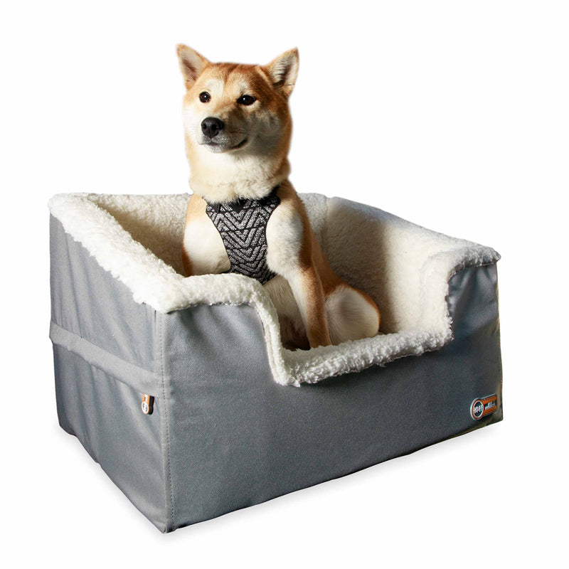 Asiento elevador para mascotas plegable rectangular grande de K&H Pet Products, color gris, 21" x 16" x 14"