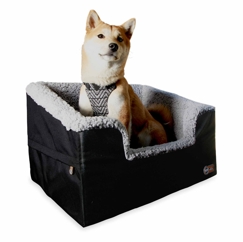 Asiento elevador para mascotas plegable rectangular grande de K&H Pet Products, color negro, 21" x 16" x 14"