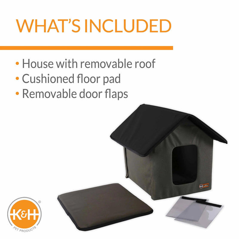 K&H Pet Products Outdoor Kitty House Cat Shelter (Unheated) Olive 19" x 22" x 17"