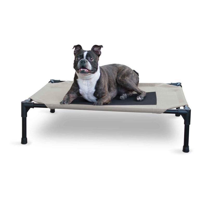 Cama elevada para mascotas Original Pet Cot de K&H Pet Products, color gris topo mediano y negro, 25" x 32" x 7"