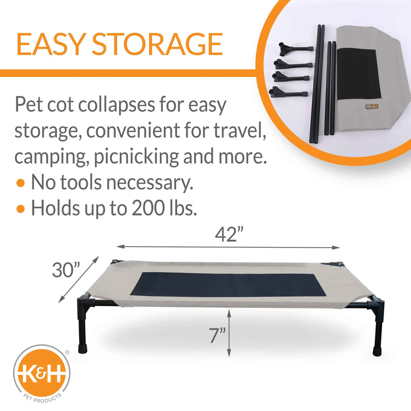 Cama elevada para mascotas original de K&H Pet Products, grande, color topo/negro, 30" x 42" x 7"