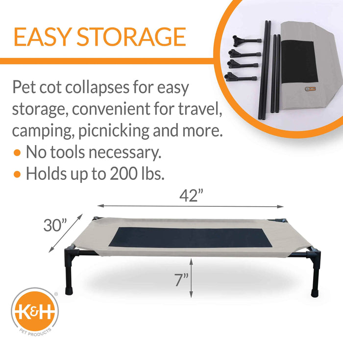 Cama elevada para mascotas original de K&H Pet Products, grande, color topo/negro, 30" x 42" x 7"