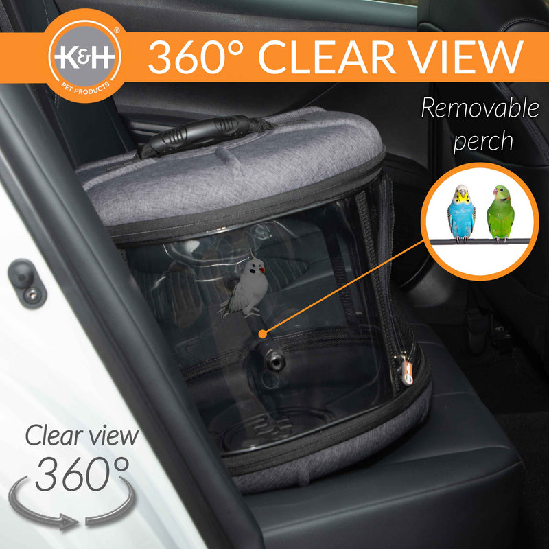Jaula de viaje para pájaros Mod de K&H Pet Products, color gris, 17" x 17" x 15,5"