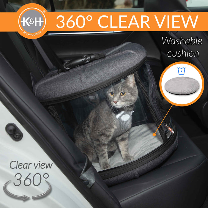 K&H Pet Products Mod Capsule - Transportín blando para gatos, color gris, 17" x 17" x 15,5"