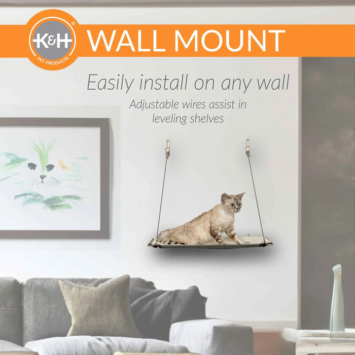Estante para gatos montado en la pared de un solo nivel de K&H Pet Products, color natural, 23" x 12" x 20"