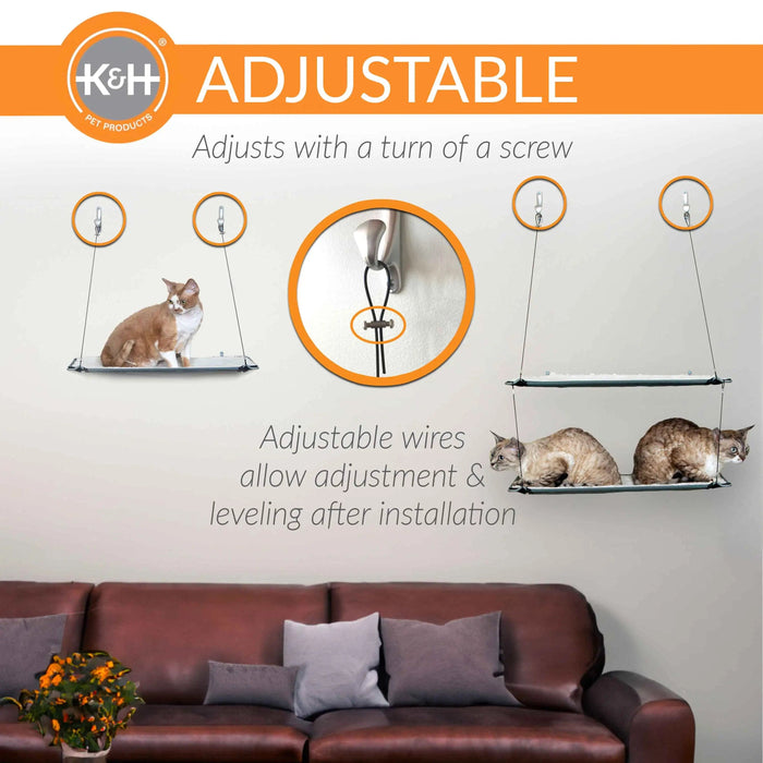 Estante para gatos montado en la pared de un solo nivel de K&H Pet Products, color natural, 23" x 12" x 20"