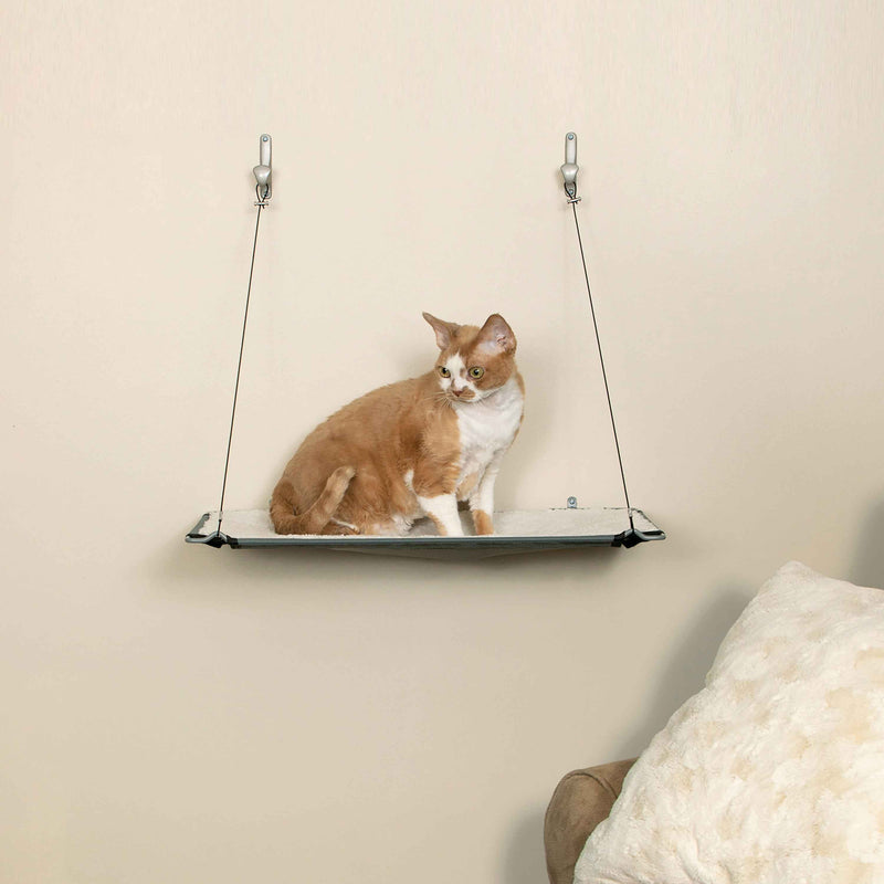 Estante para gatos montado en la pared de un solo nivel de K&H Pet Products, color natural, 23" x 12" x 20"