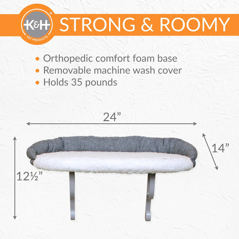 Estante universal para gatos con soporte de pared K&H Pet Products, color natural, 24" x 14" x 12,5"