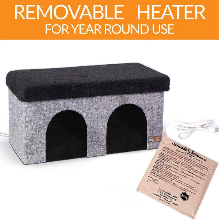 Productos para mascotas K&H Thermo-Kitty Duplex gris de 12" x 24" x 12"