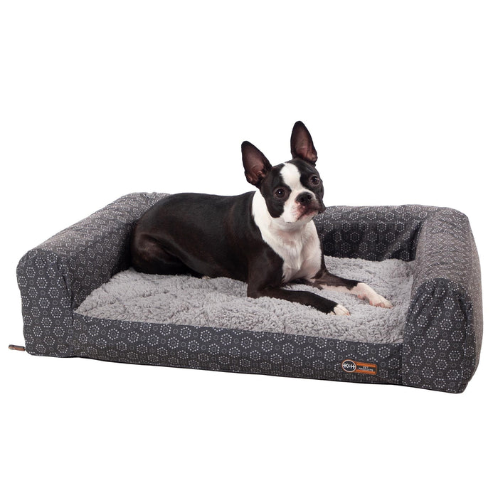 Sofá cama inflable para mascotas K&H Pet Products Geo Flower, tamaño pequeño, gris, 45,7 x 61 x 18 cm