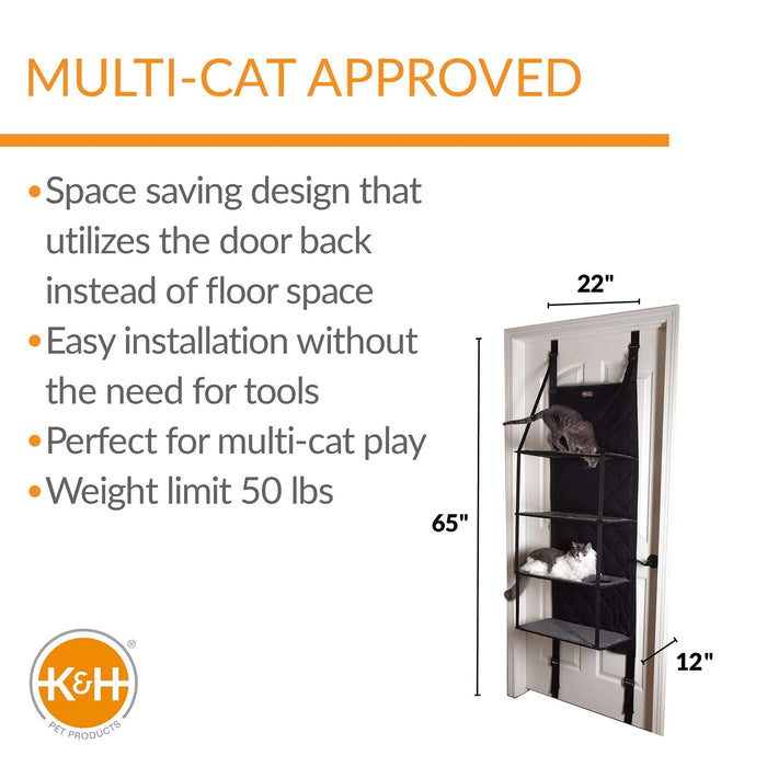 Árbol para gatos colgante de 4 pisos de K&H Pet Products, color gris, 12" x 22" x 65"