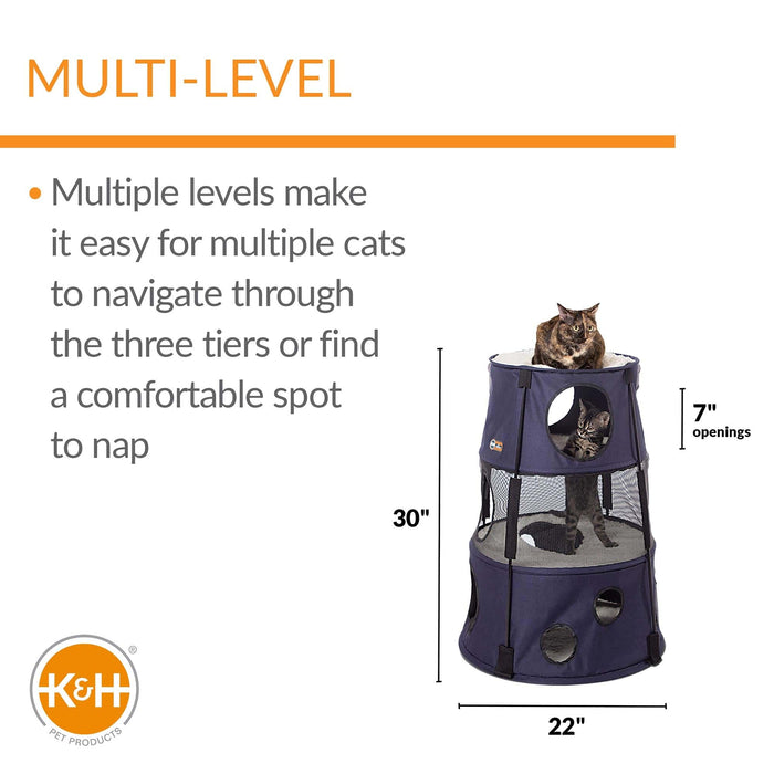 Torre Kitty de K&H Pet Products en mezclilla oscura, 22" x 22" x 30"