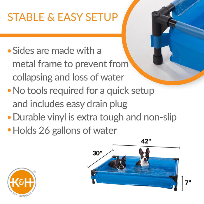 Piscina para mascotas grande de K&H Pet Products, color azul, 30" x 42" x 7"
