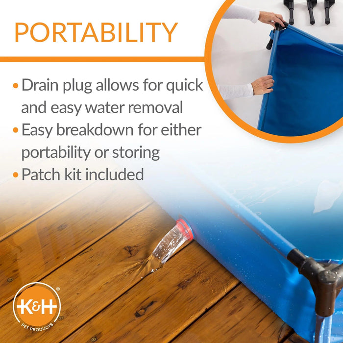 Piscina para mascotas K&H Pet Products, extragrande, azul, 32" x 50" x 9"