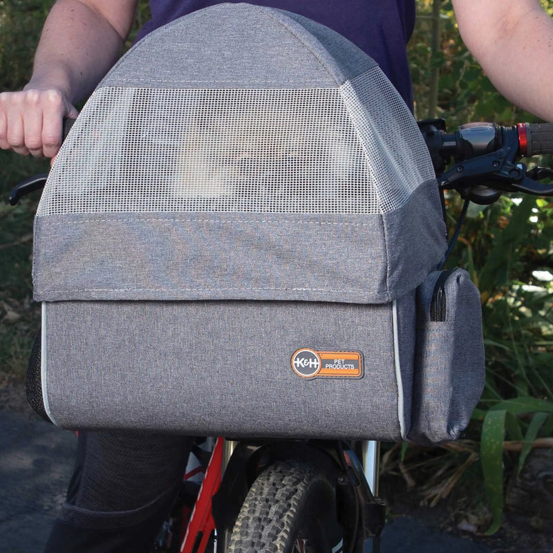 Canasta de viaje para bicicleta de K&H Pet Products para mascotas, color gris, tamaño pequeño, 9,5" x 12,5" x 11"