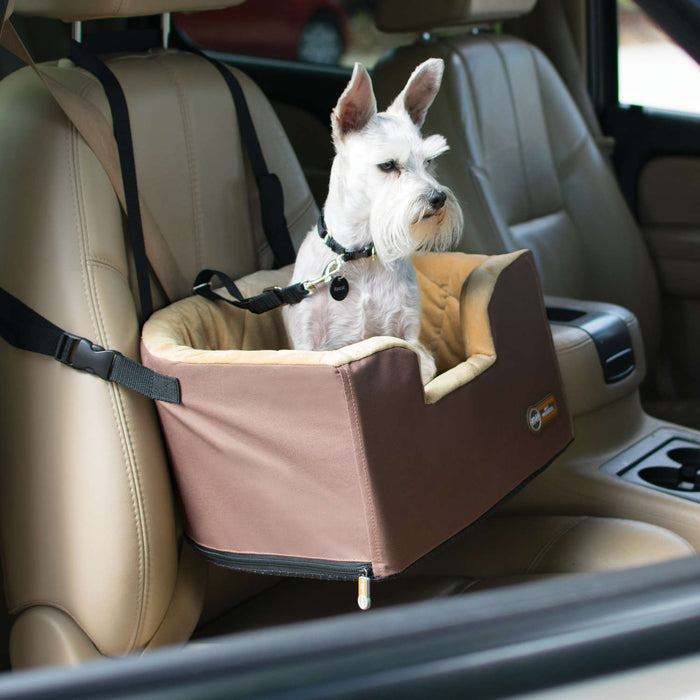 Asiento elevador para mascotas tipo cubo colgante de K&H Pet Products, color tostado, 16,5" x 13,5" x 30"