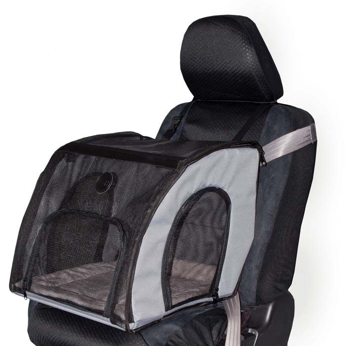 Transportín de seguridad para mascotas K&H Pet Products, tamaño pequeño, gris, 17" x 16" x 15"
