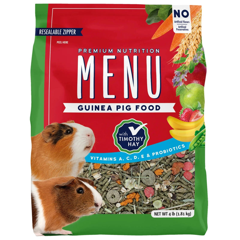 Menu Premium Guinea Pig Food - Timothy Hay Pellets Blend - Vitamin and Mineral Fortified, 4Lb