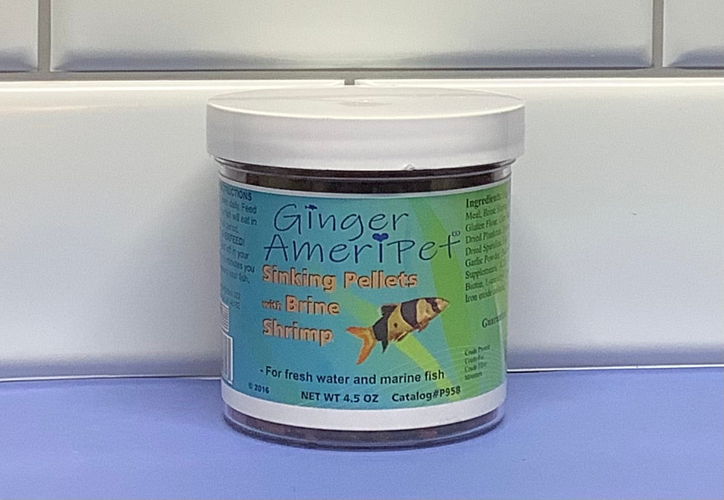 Aquarium Fish Food - Brine Shrimp Sinking Pellets 4.5 oz