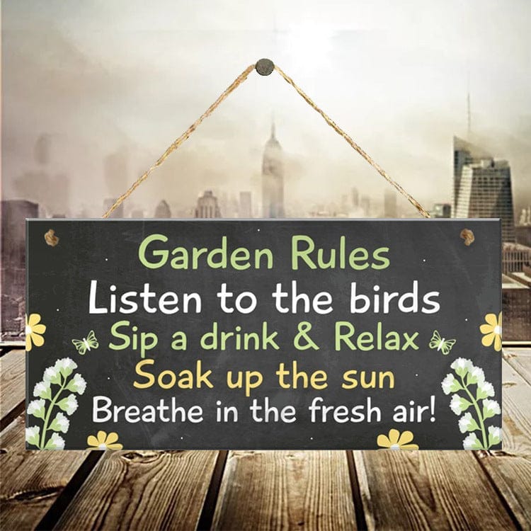 Garden Rules Wooden Sign - Garden Ornament - SHIPPING IS INCLUDED IN THE PRICE OF THIS PRODUCT