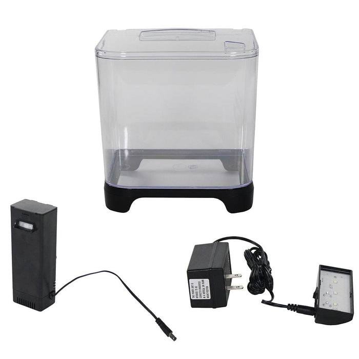 Kit para pecera Betta - Kit para pecera PENN-PLAX NuWave Betta con luz LED y filtro interno - Negro - 1,5 galones