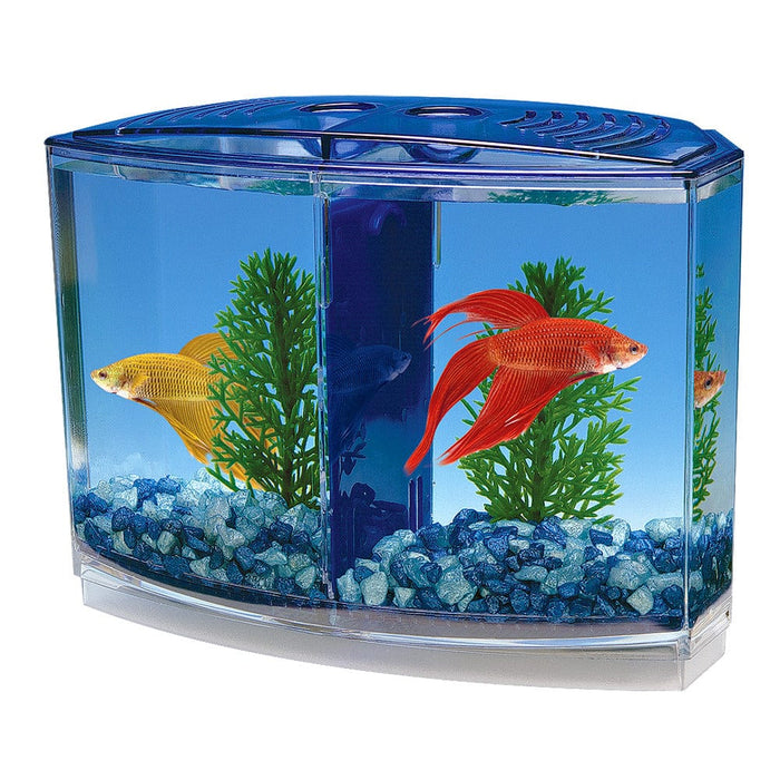 Kit de tanque doble Betta Bow-Front(TM) - En caja: incluye: tanque, divisor, (2) plantas y 4 oz de grava Penn Plax