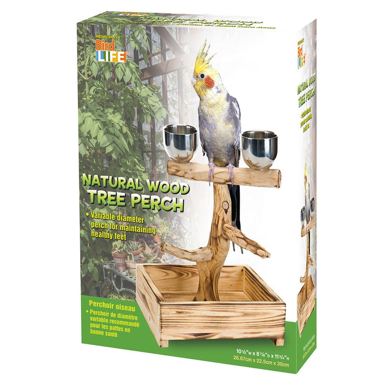 Bird Life™ Natural Wood Tree Perch for Small & Medium Birds Penn Plax