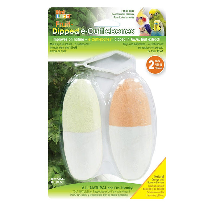 Bloque mineral e-Cuttlebone™ de Bird Life™, paquete de 2, Penn Plax bañado en frutas