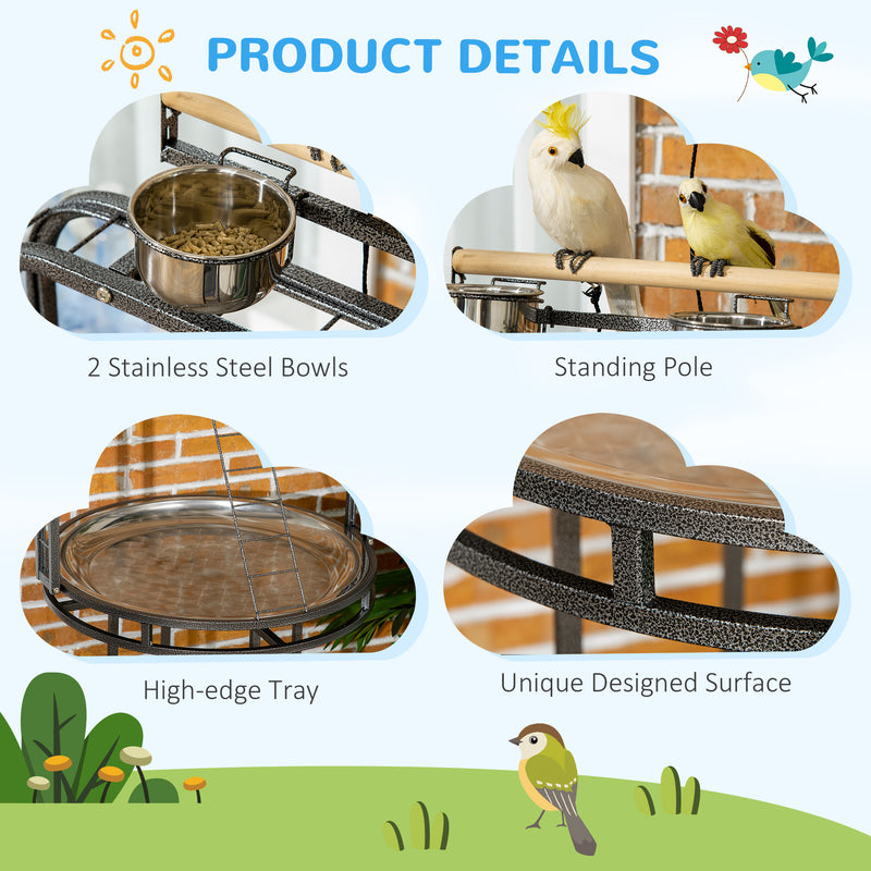 Parrot Stand Large Bird Perch Stand with Toy Hook & 3 Ladders