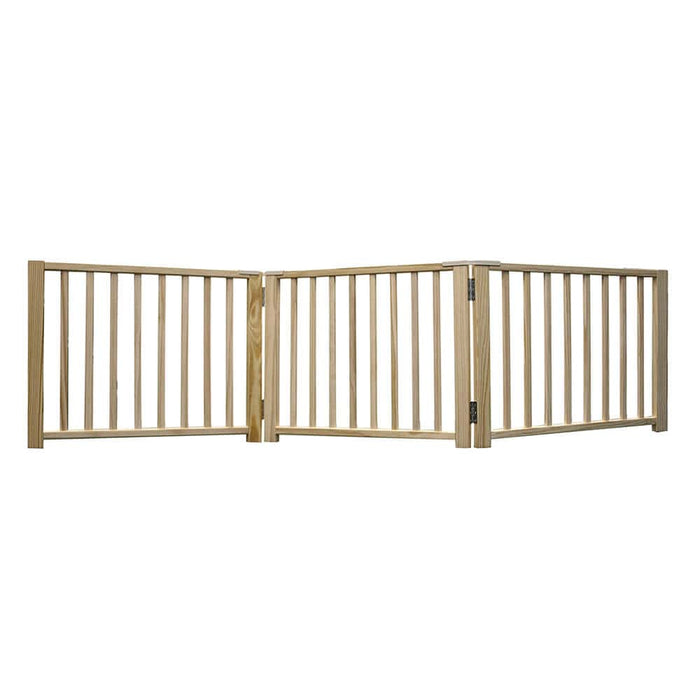 Puerta plegable independiente de diseño inteligente Four Paws de 3 paneles en color beige de 24" a 68" x 1" x 17"