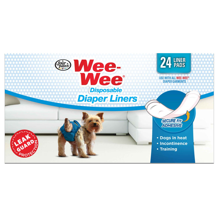 Pañales desechables superabsorbentes para perros Wee-Wee de Four Paws, 24 unidades, color blanco