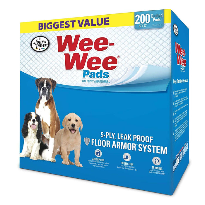 Four Paws Wee-Wee Pads 200 pack White 22" x 23" x 0.1"