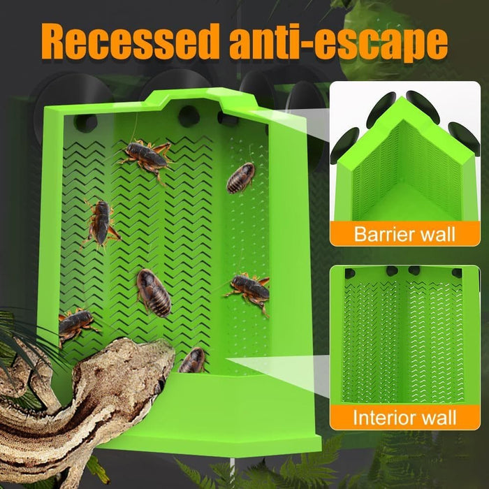 Reptile Corner Feeder Box Wall-Mounted With Suction Cups For Lizard Iguana Gecko Bearded Dragon -  SHIPPING IS INCLUDED IN THE PRICE OF THIS PRODUCT