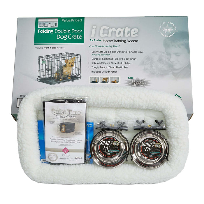 Kit de jaula para perros Midwest iCrate, tamaño extra pequeño, 22" x 13" x 16"