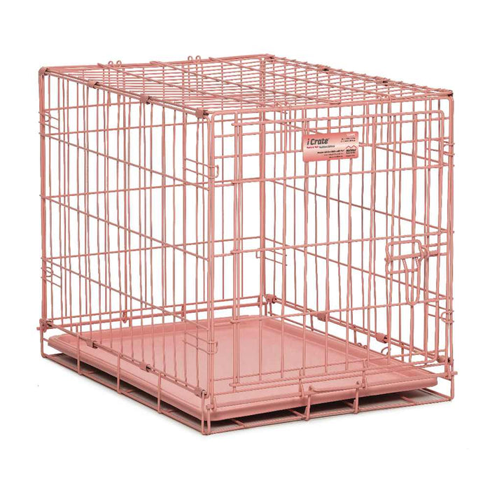 Jaula para perros Midwest iCrate con una puerta, color rosa, 24" x 18" x 19"