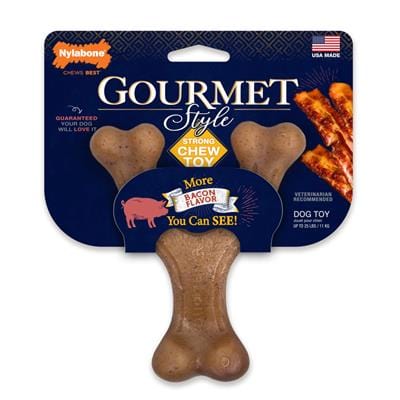 Nylabone Gourmet Style Strong Chew Wishbone Dog Toy Wishbone, Bacon, Small
